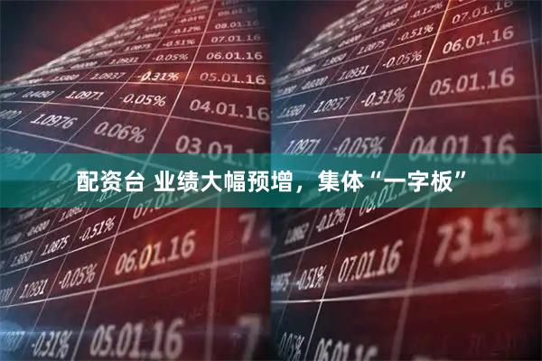 配资台 业绩大幅预增，集体“一字板”