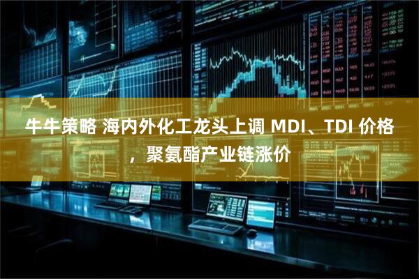 牛牛策略 海内外化工龙头上调 MDI、TDI 价格，聚氨酯产业链涨价